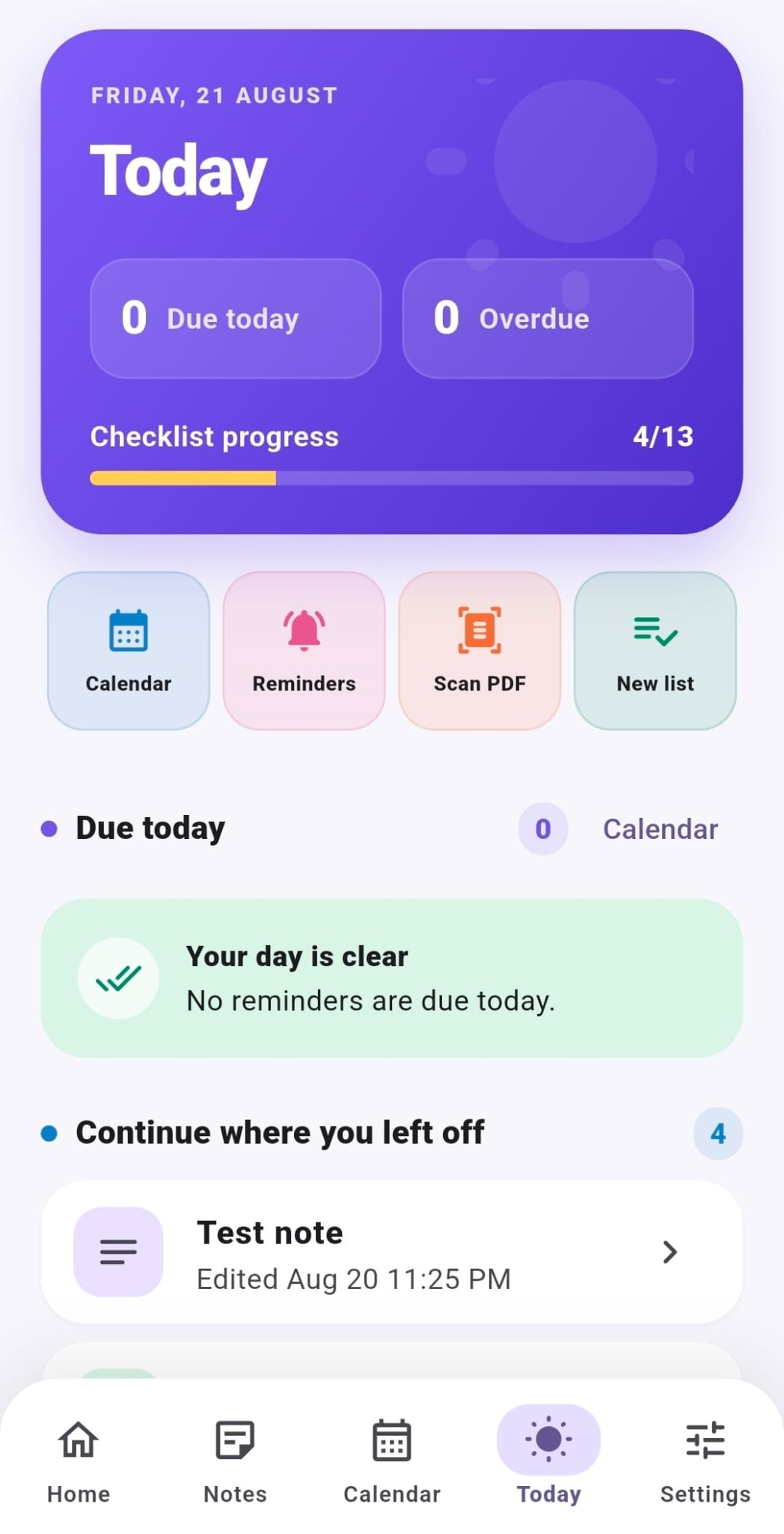 Luma Notes Today dashboard