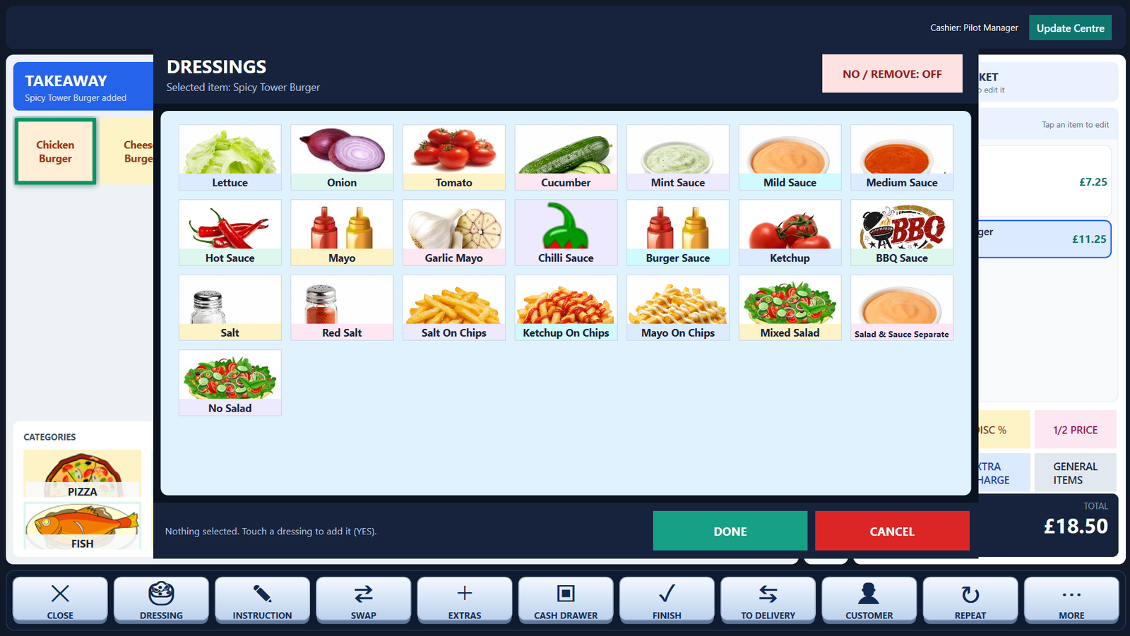 MyEpos dressings and modifiers