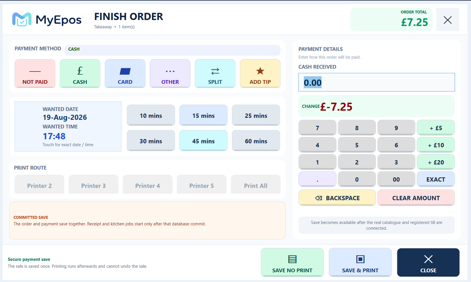 MyEpos finish order and payment